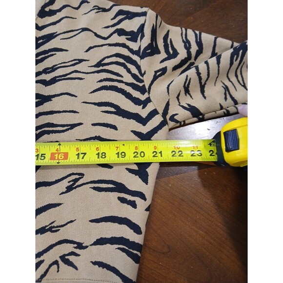 Madewell Medium TigerStripe Crop Sweatshirt Brown Black Animal Print Long Sleeve - Picture 10 of 13